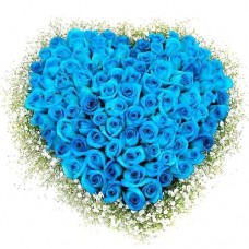 Mavi Güllerden Kalp Aranjman
